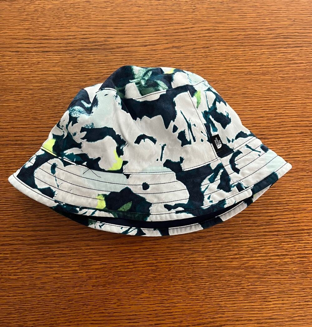The North Face Reversible Bucket Hat Floral Navy Neon Green Mesh Outdoor Sun Hat